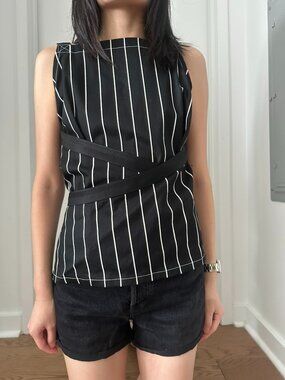 BALENCIAGA Pinstripe Wrap Top